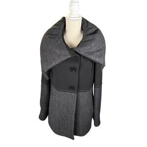 Cinzia Rocca Envelope Collar Wool Cashmere Car Coat Women's US 10 Black Gray